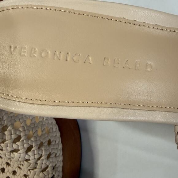 Veronica Beard Guadalupe Wooden Heel Mules Women’s Size 11M Shell Woven Leather - Picture 5 of 12